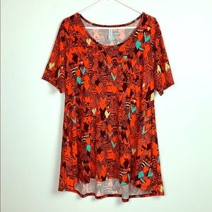 LuLaRoe Orange Black Geometric Top Shirt Size XL